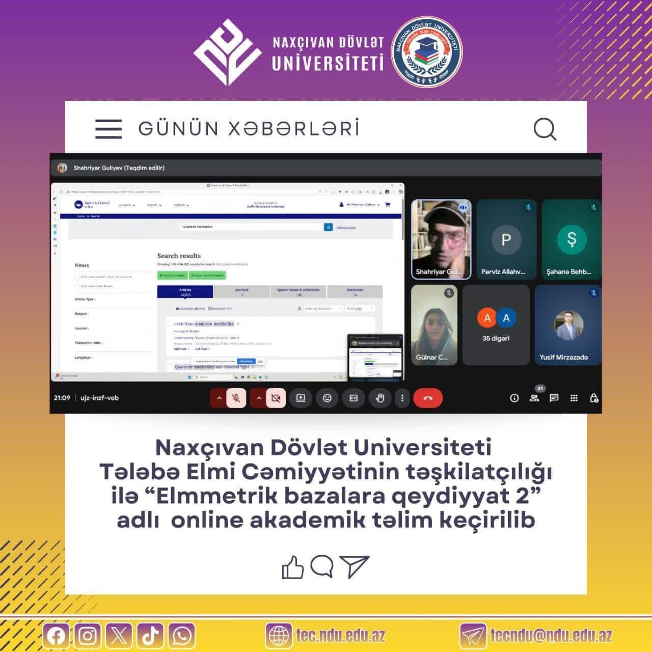"Elmmetrik Bazalara Qeydiyyat 2" adlı online akademik təlim keçirilmişdir