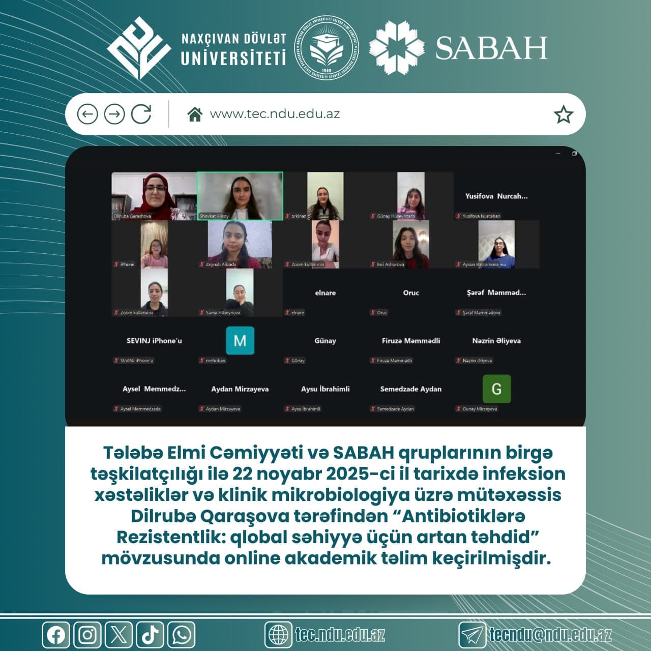 "Antibiotiklərə Rezistentlik: qlobal səhiyyə üçün artan təhdid" mövzusunda online akademik təlim keçirilmişdir