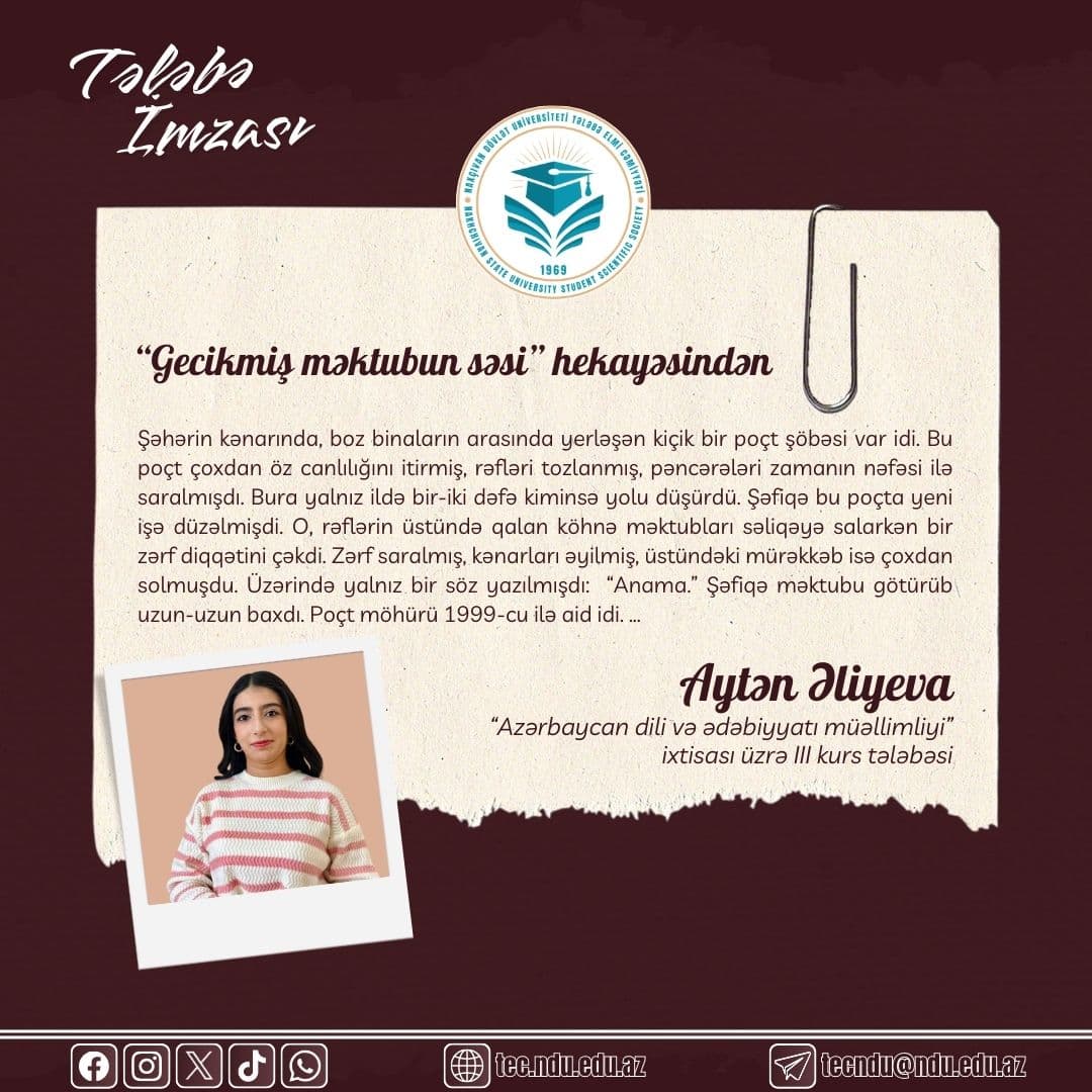 Aytən Əliyeva yazır: "Gecikmiş məktubun səsi"