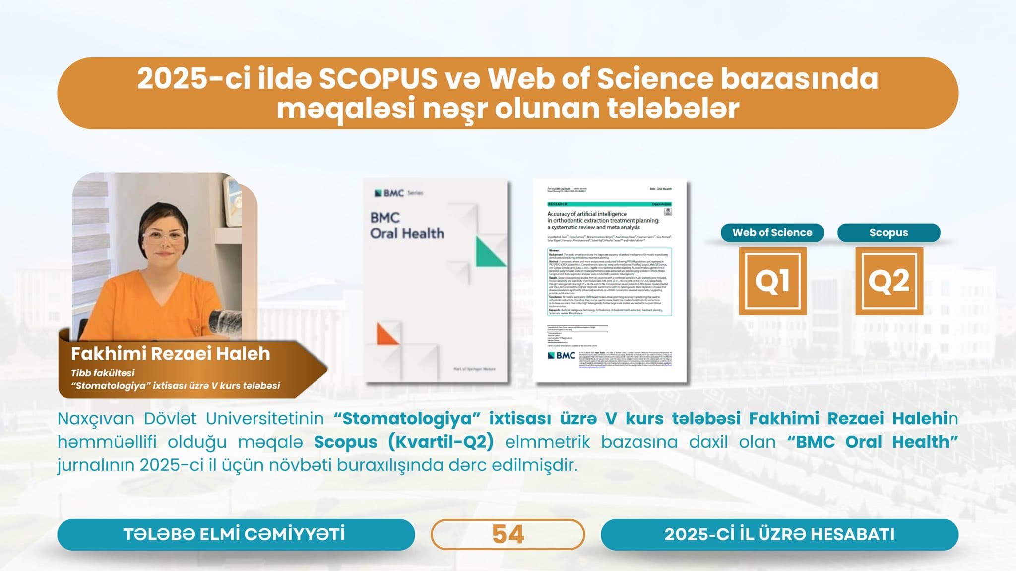 2025-ci ildə NDU-da 2 tələbənin 3 məqaləsi Scopus və Web of Science indeksli jurnallarda dərc olmuşdur